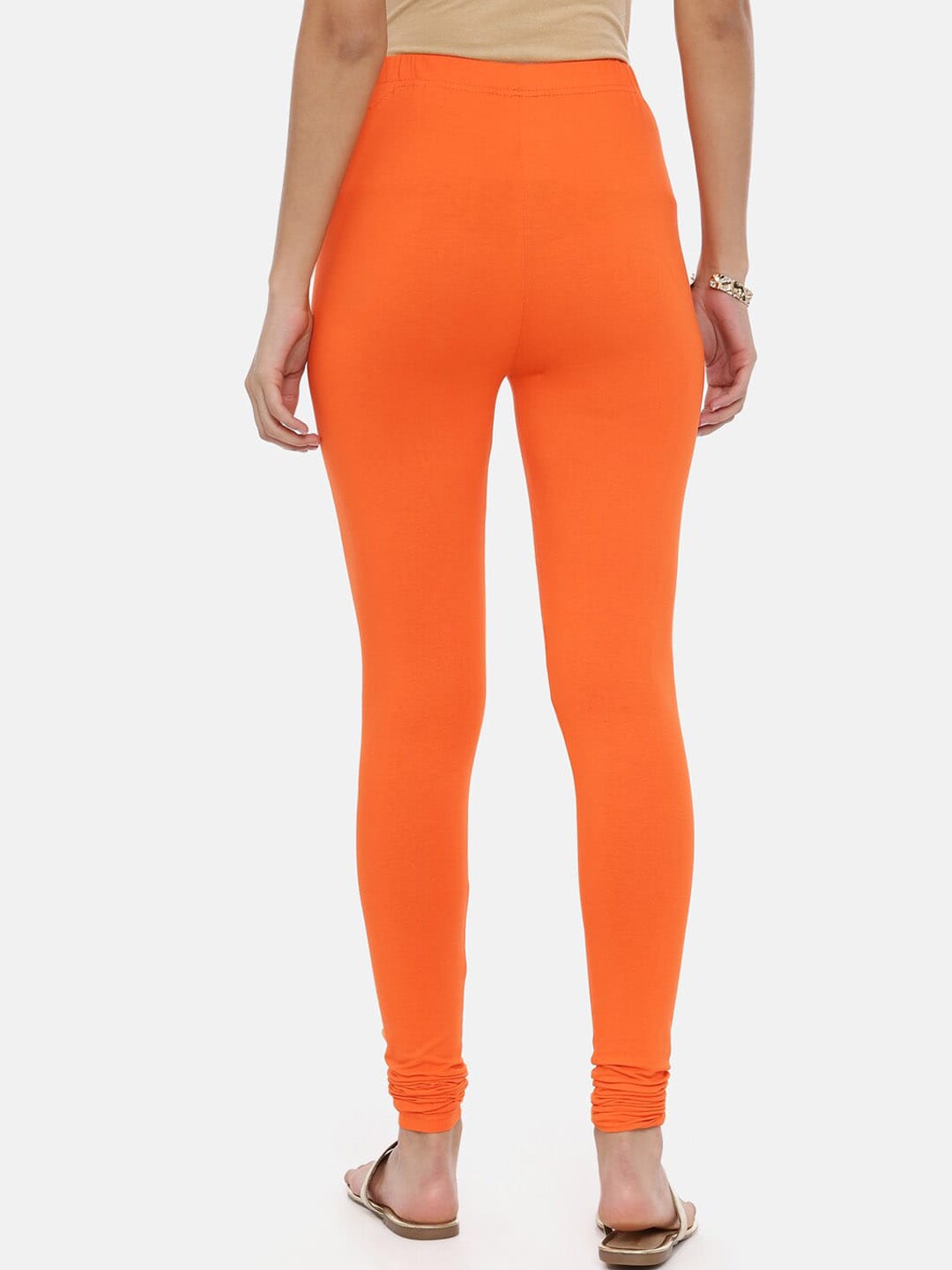 Souchii Orange Solid Slim-Fit Churidar-Length Leggings - Distacart