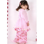 Little Bansi Girls Pink Floral print Kurta Frock with Floral Plazzo and Dupatta