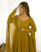 Joban Fashion Mehndi Kurta Set Chanderi Sequence Embroidery Work - Distacart