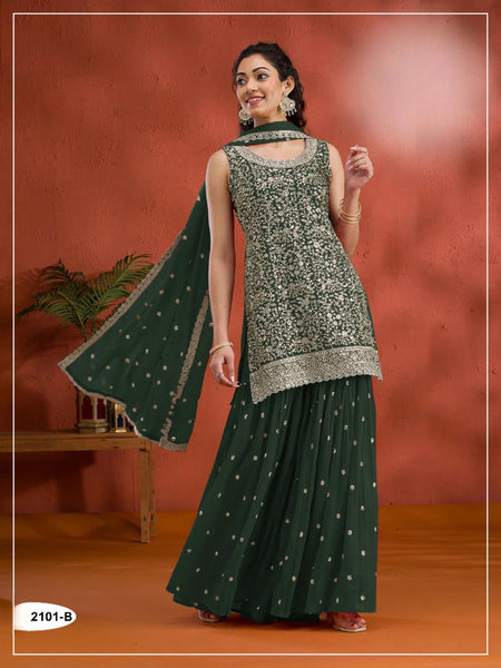 Anaita Green Blooming Georgette Suit With Heavy Embroidery & Sequence Work