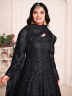 Anaita Black Embroidered Net Anarkali Suit - Distacart