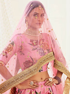 Myra Pink Floral Print Embroidered Designer Lehenga