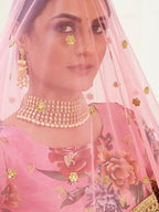 Myra Pink Floral Print Embroidered Designer Lehenga