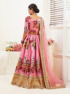 Myra Pink Floral Print Embroidered Designer Lehenga