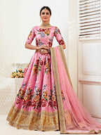 Myra Pink Floral Print Embroidered Designer Lehenga