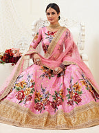 Myra Pink Floral Print Embroidered Designer Lehenga