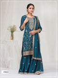 Anaita Teal Vichitra Suit With Heavy Embroidery Work - Distacart