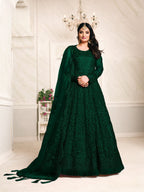 Anaita Green Embroidered Net Anarkali Suit - Distacart