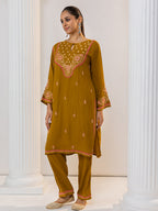HOUSE OF KARI Floral Embroidered Chikankari Kurta With Palazzo