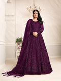 Anaita Purple Embroidered Net Anarkali Suit - Distacart