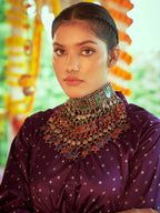 Myra Purple & White Cotton Embroidered Navratri Special Lehenga