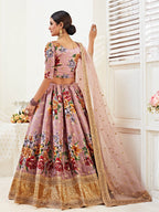 Myra Rosy Brown Floral Print Embroidered Designer Lehenga