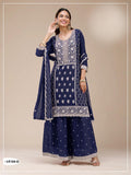 Anaita Navy Blue Faux Georgette Suit with Embroidery Sequence Work - Distacart