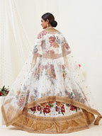 Myra White Floral Print Embroidered Designer Lehenga