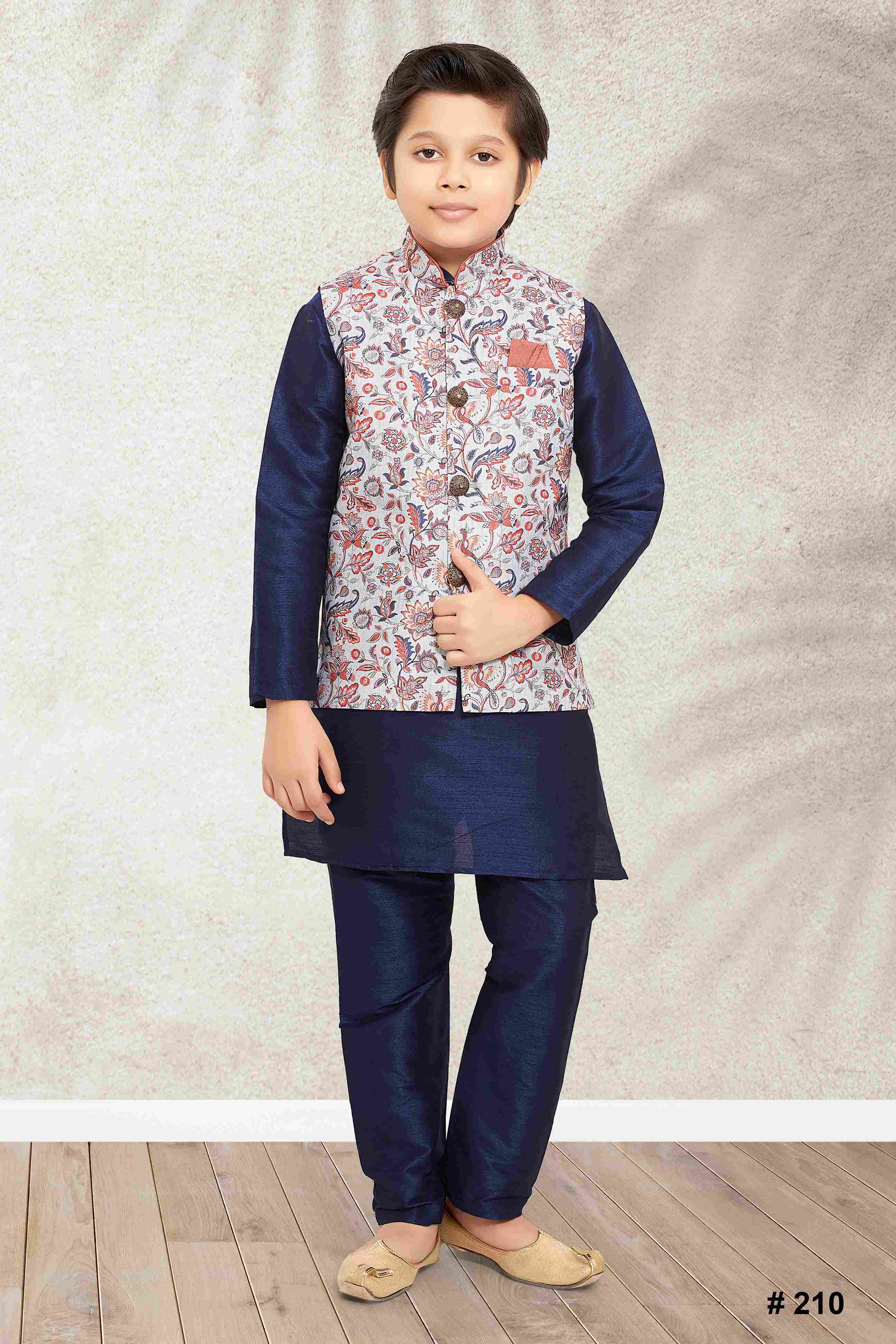 Raivat Ethnic Banarasi Silk Digital Printed Kurta Pajama With Jacket In Blue Colour - Distacart