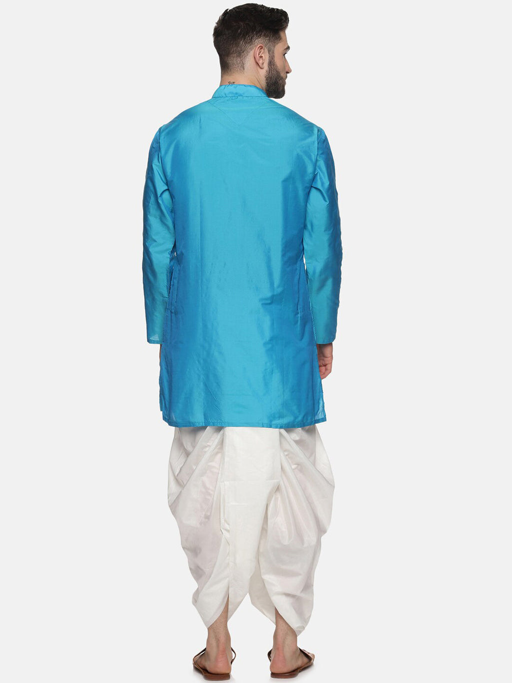 Sethukrishna Men Turquoise Blue Angrakha Kurta with Salwar - Distacart