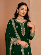 Anaita Dark Green Premium Georgette Embroidered Salwar Suit - Distacart