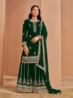 Anaita Dark Green Premium Georgette Embroidered Salwar Suit - Distacart