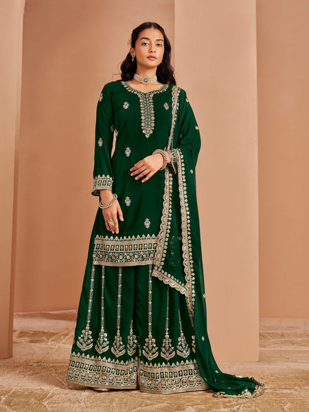 Anaita Dark Green Premium Georgette Embroidered Salwar Suit