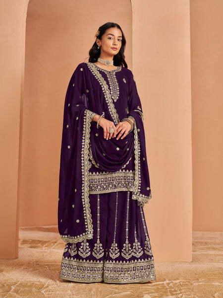 Anaita Purple Premium Georgette Embroidered Salwar Suit
