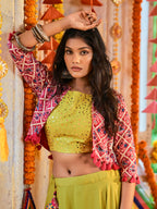 Myra Fluorescent Green Maslin Cotton Embroidered Navratri Special Lehenga - Distacart