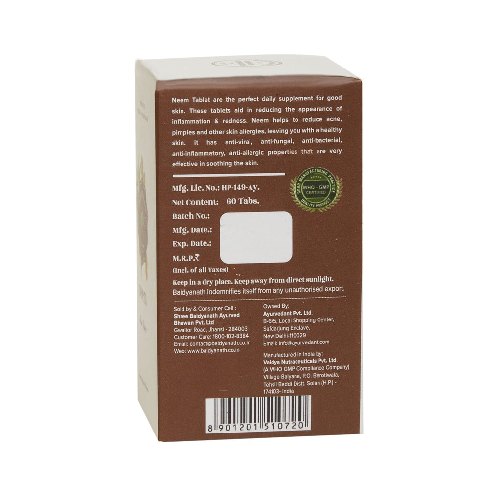 Baidyanath Jhansi Ayurvedant Neem Tablets - Distacart