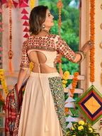 Myra Beige Maslin Cotton Embroidered Navratri Special Lehenga - Distacart