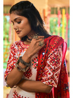 Myra White Maslin Cotton Embroidered Navratri Special Lehenga