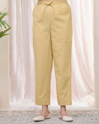 Vaasva Women Cheeku Cotton Flax Solid Straight Pants