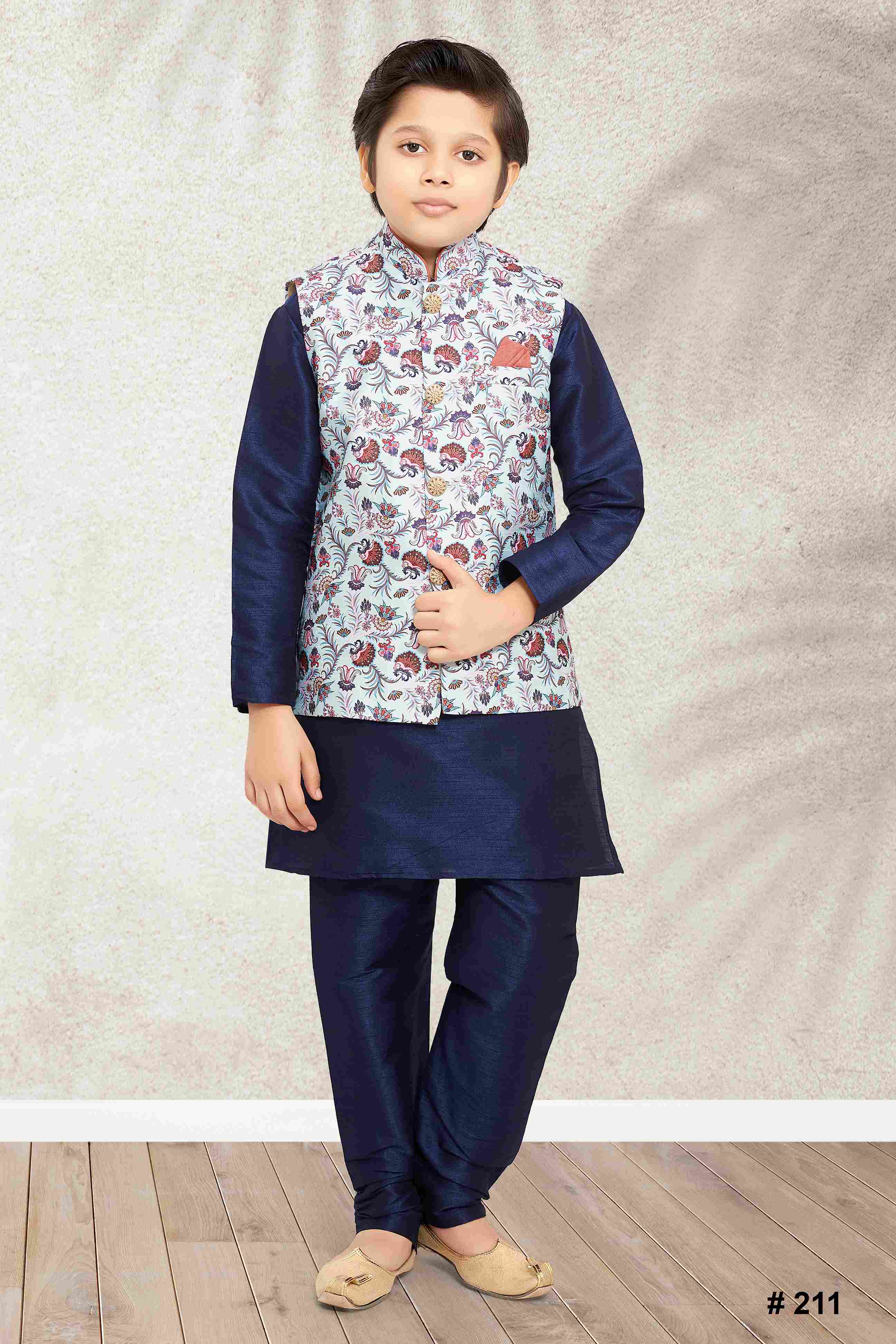Raivat Ethnic Banarasi Silk Digital Printed Kurta Pajama With Jacket In Sky Blue Colour - Distacart