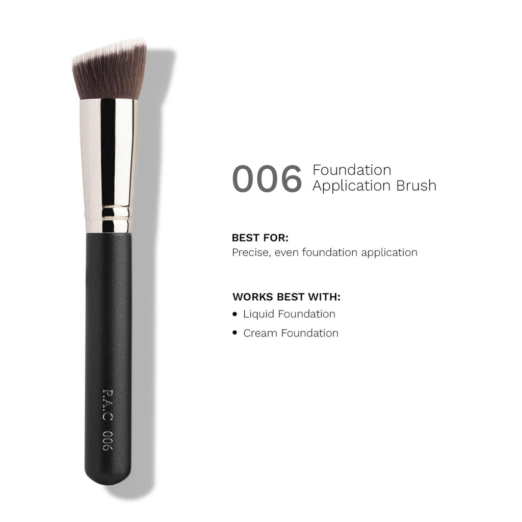 PAC Studio Foundation Application Brush 006 - Flat Angular Densely Packed Soft Bristles for Smooth Blending