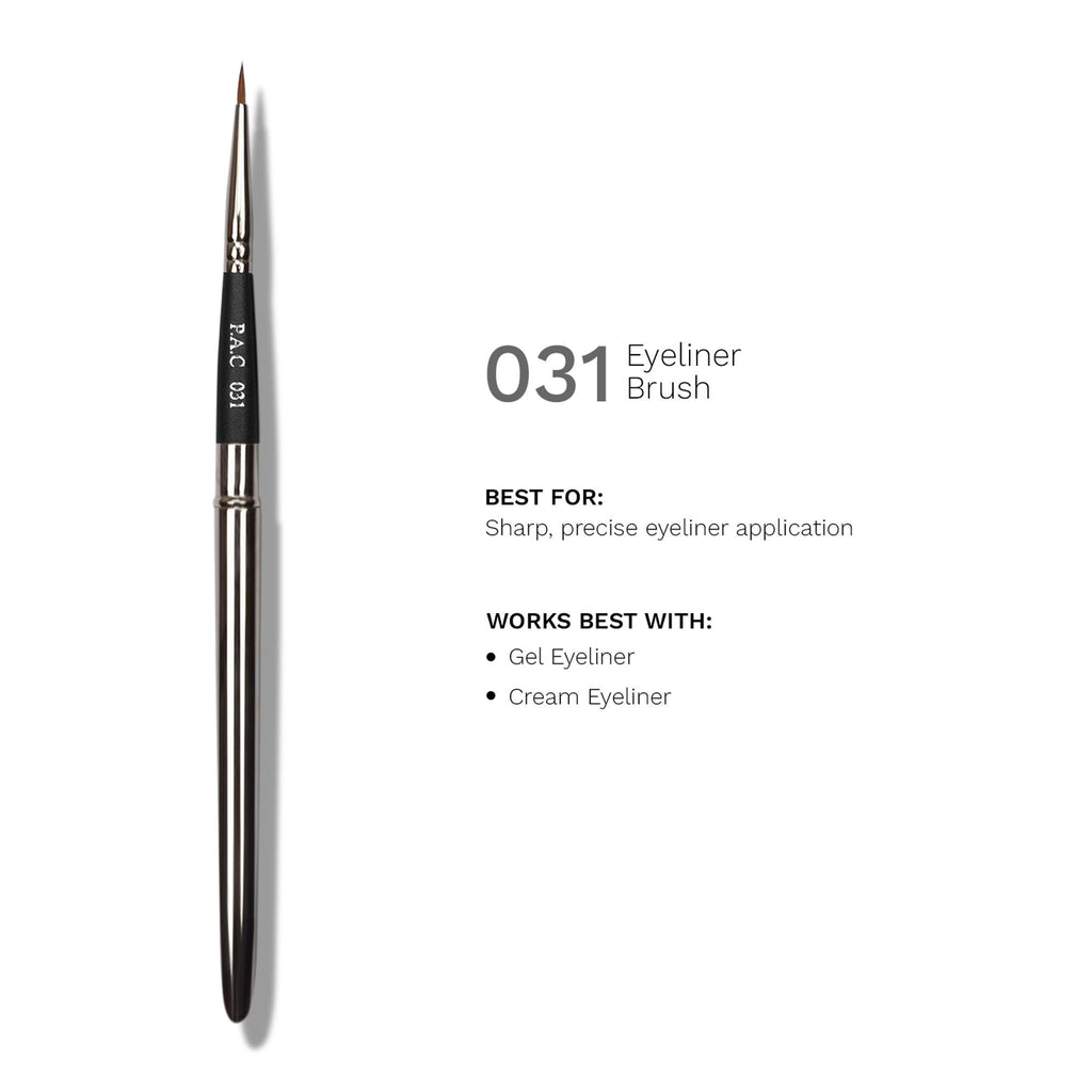 PAC Studio Eyeliner Brush 031 - Precise Liner Brush for Sharp Graphic Liners, Handle Turns into a Cap