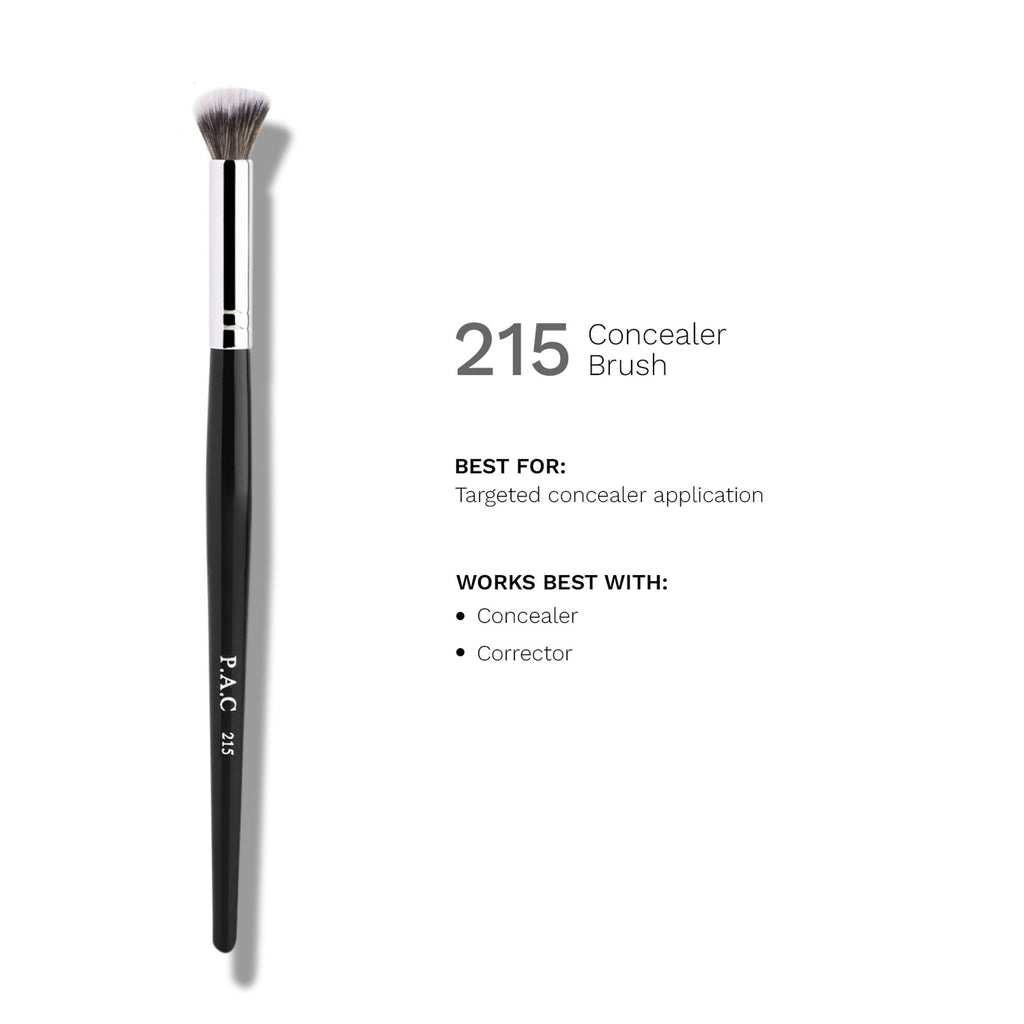 PAC Studio Concealer Brush 215 - Fluffy Angled Brush for Under Eye Concealing Ultra Soft Synthetic Bristles