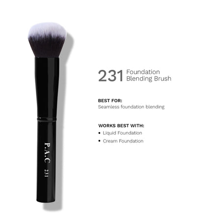 PAC Studio Foundation Blending Brush 231 - Round Shape, Dense Soft Synthetic Bristles for Easy Blending