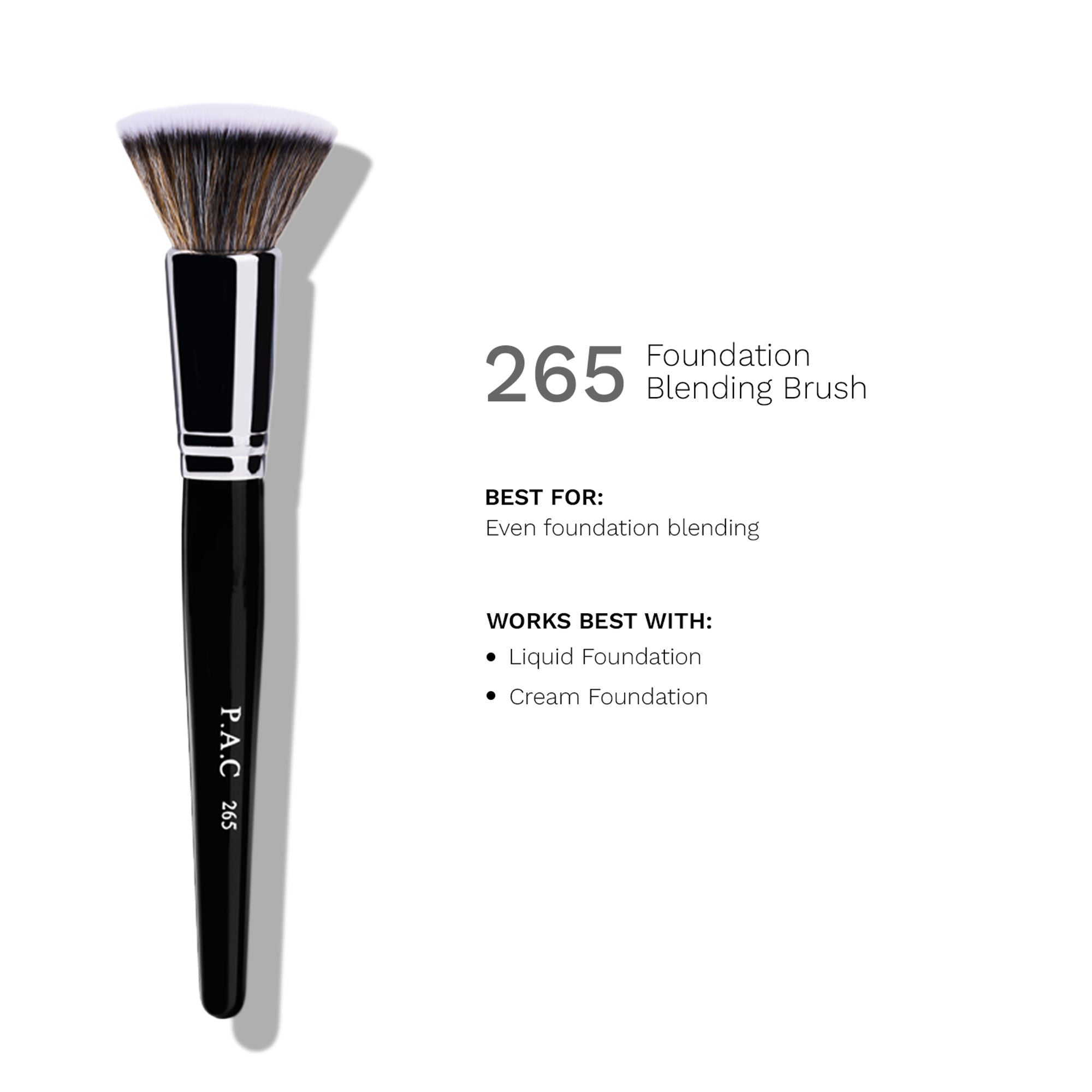 PAC Studio Foundation Blending Brush 265 - Flat Kabuki, Dense Soft Synthetic Bristles for Airbrush Finish