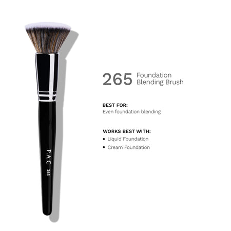 PAC Studio Foundation Blending Brush 265 - Flat Kabuki, Dense Soft Synthetic Bristles for Airbrush Finish