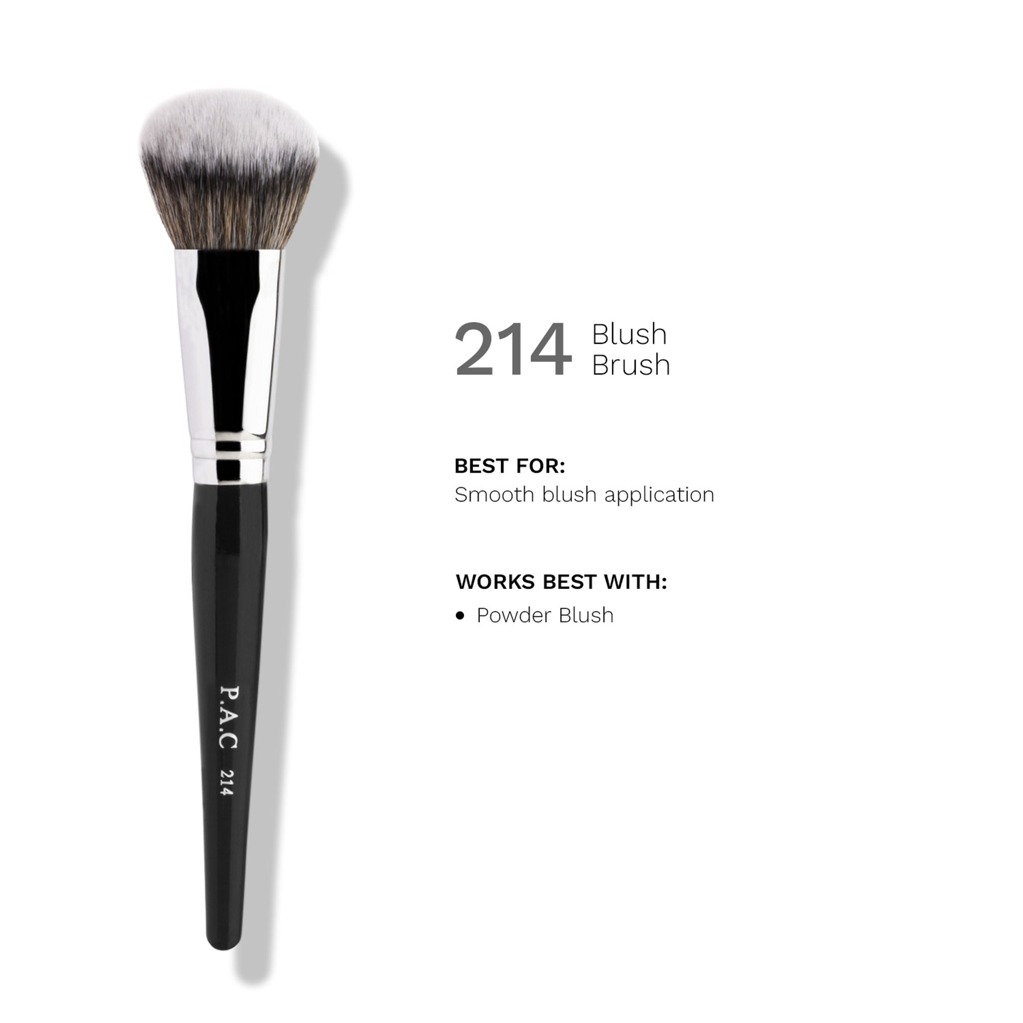 PAC Studio Blush Brush 214 - Fluffy Dome Shaped, Soft Synthetic Fibres, Ideal for Cream, Liquid & Powder