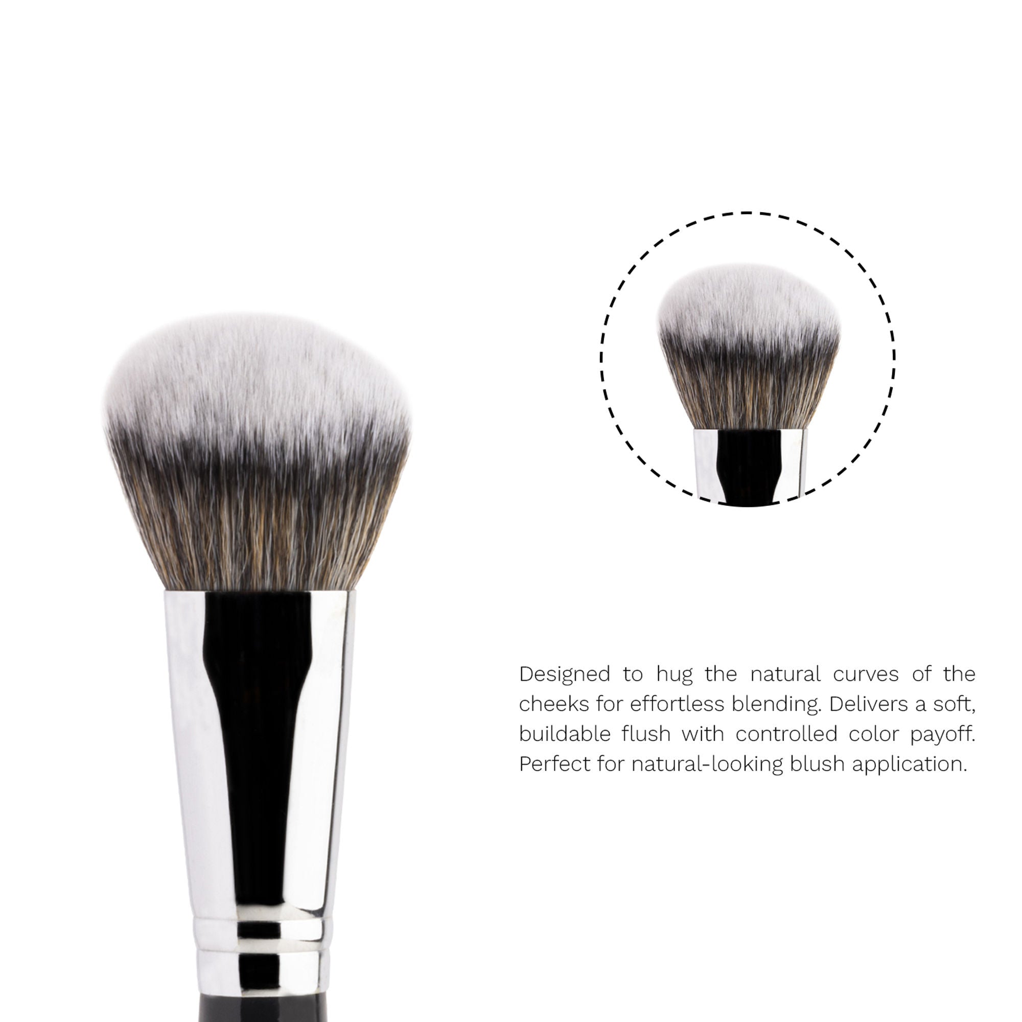 PAC Studio Blush Brush 214 - Fluffy Dome Shaped, Soft Synthetic Fibres, Ideal for Cream, Liquid & Powder