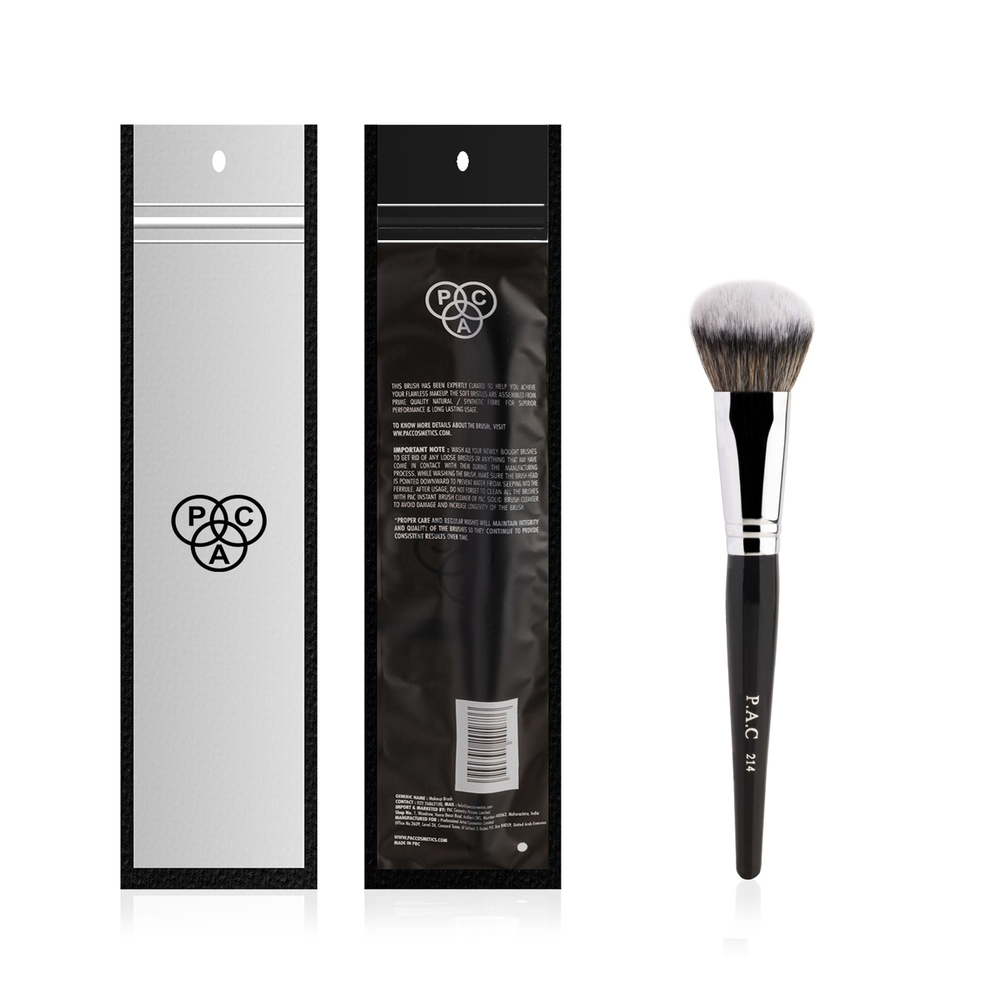 PAC Studio Blush Brush 214 - Fluffy Dome Shaped, Soft Synthetic Fibres, Ideal for Cream, Liquid & Powder