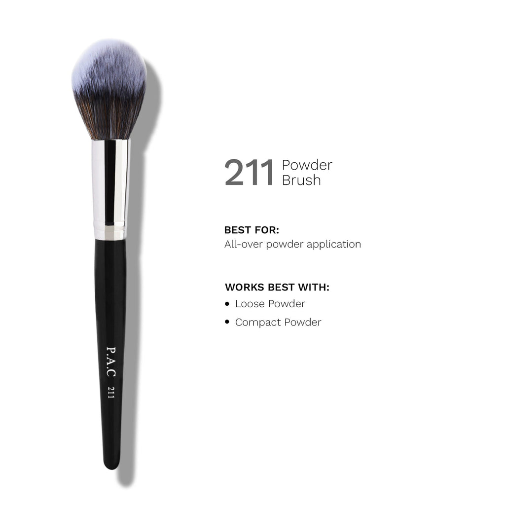 PAC Studio Powder Brush 211 - Fluffy Tapered Multi-Functional Brush for Loose Powder Compact Blush Bronzer