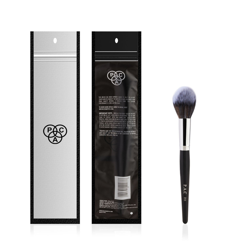 PAC Studio Powder Brush 211 - Fluffy Tapered Multi-Functional Brush for Loose Powder Compact Blush Bronzer