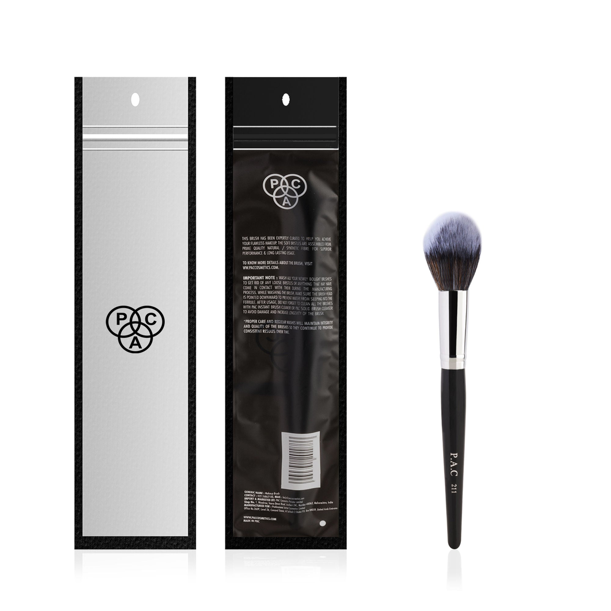 PAC Studio Powder Brush 211 - Fluffy Tapered Multi-Functional Brush for Loose Powder Compact Blush Bronzer