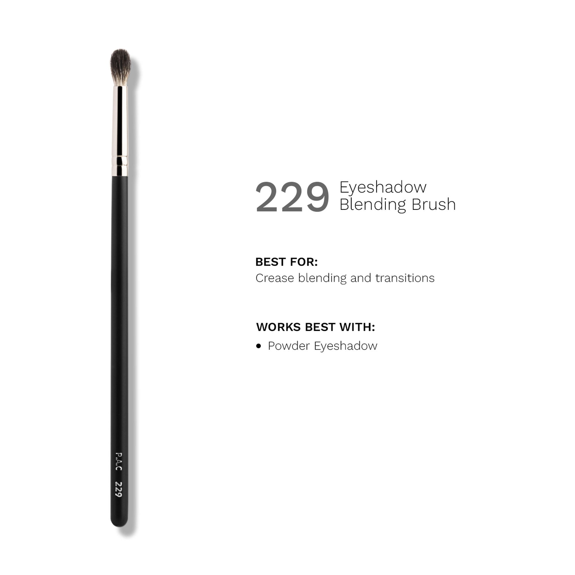 PAC Studio Eyeshadow Blending Brush 229 - Small Ultra Soft Bristles for Precise Shadow Blending