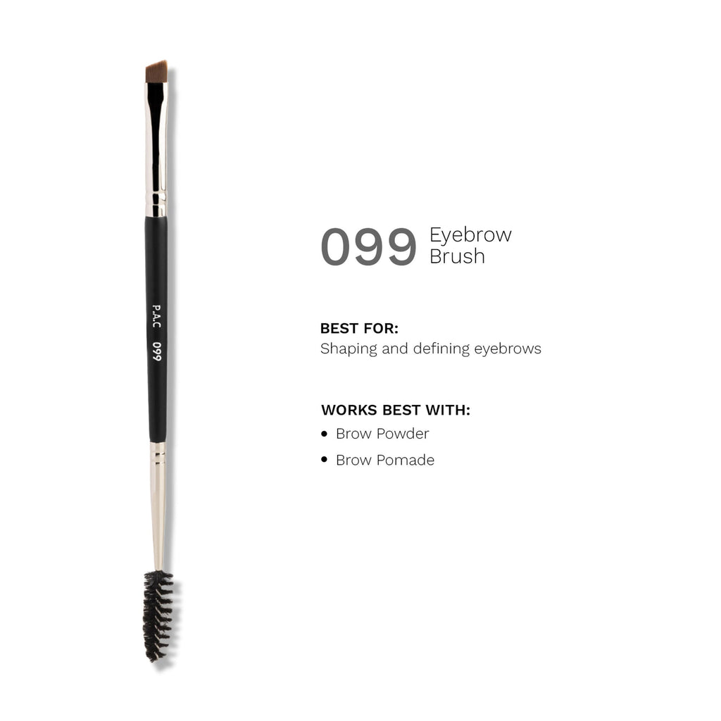 PAC Studio Eyebrow Brush 099 -Angular Eyebrow Brush with Spoolie, Precise Tip for Filling & Sculpting Brows