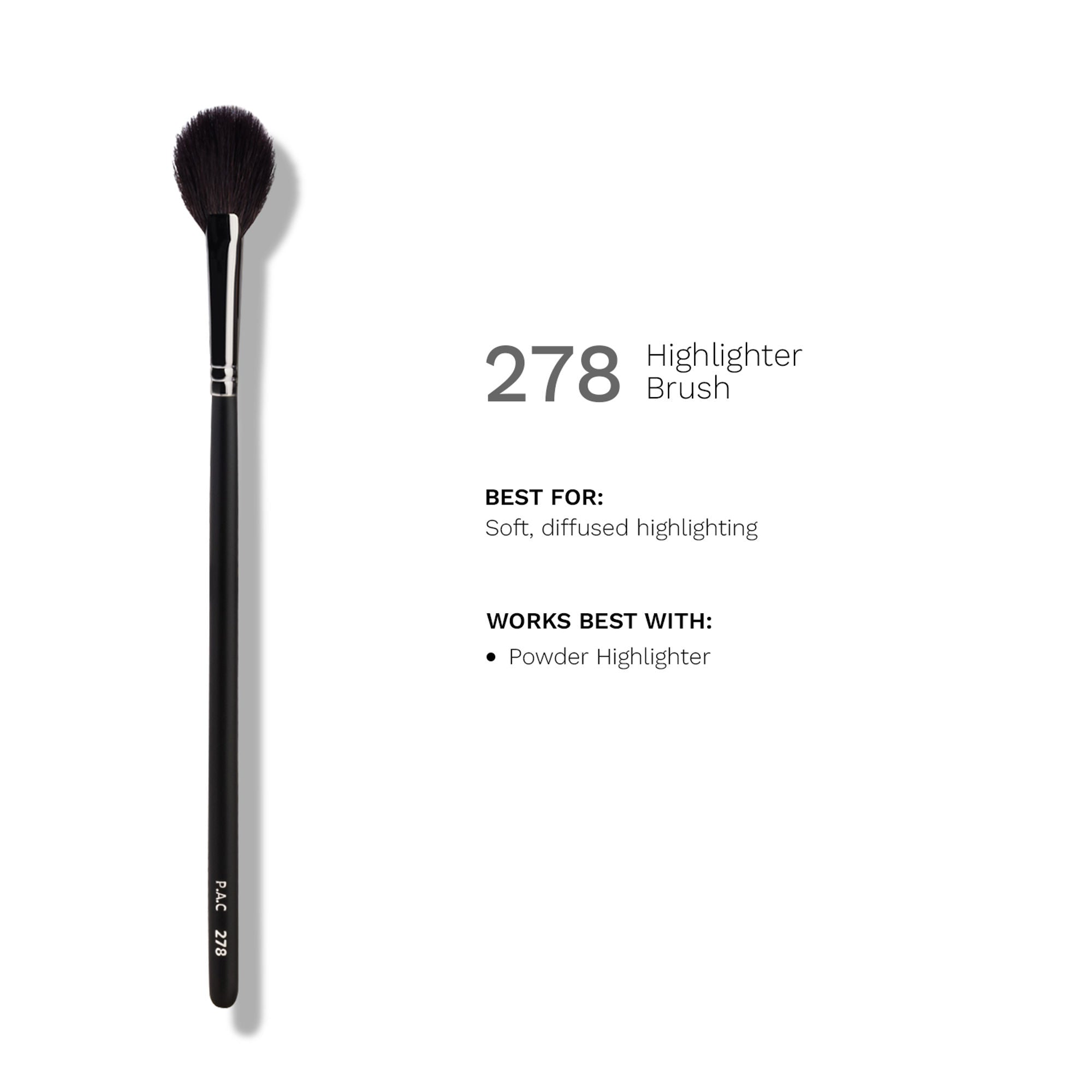 PAC Studio Highlighter Brush 278 - Medium Highlighter Brush, Soft Natural Bristles,
