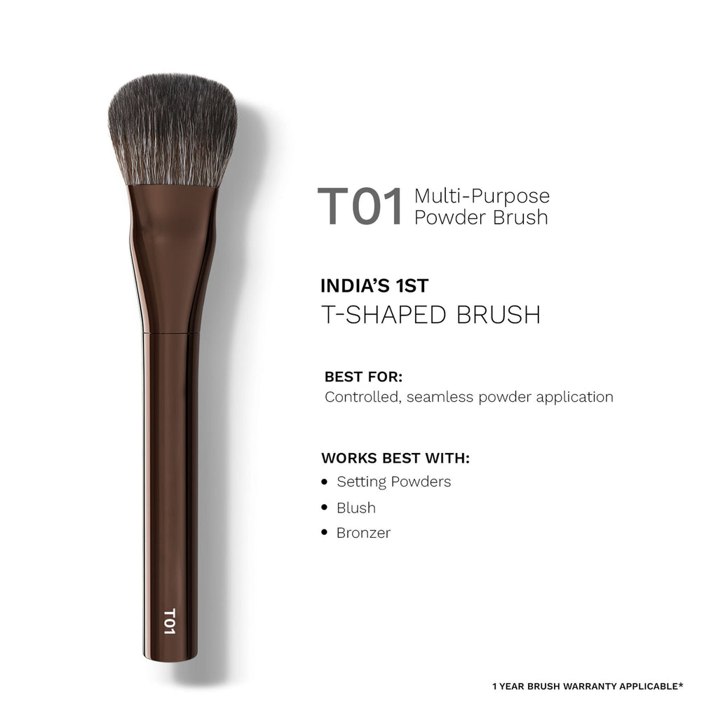 PAC Studio T01 Multi-Purpose Powder Brush - Densely Packed Synthetic Bristles, Ideal for Blush & Contour