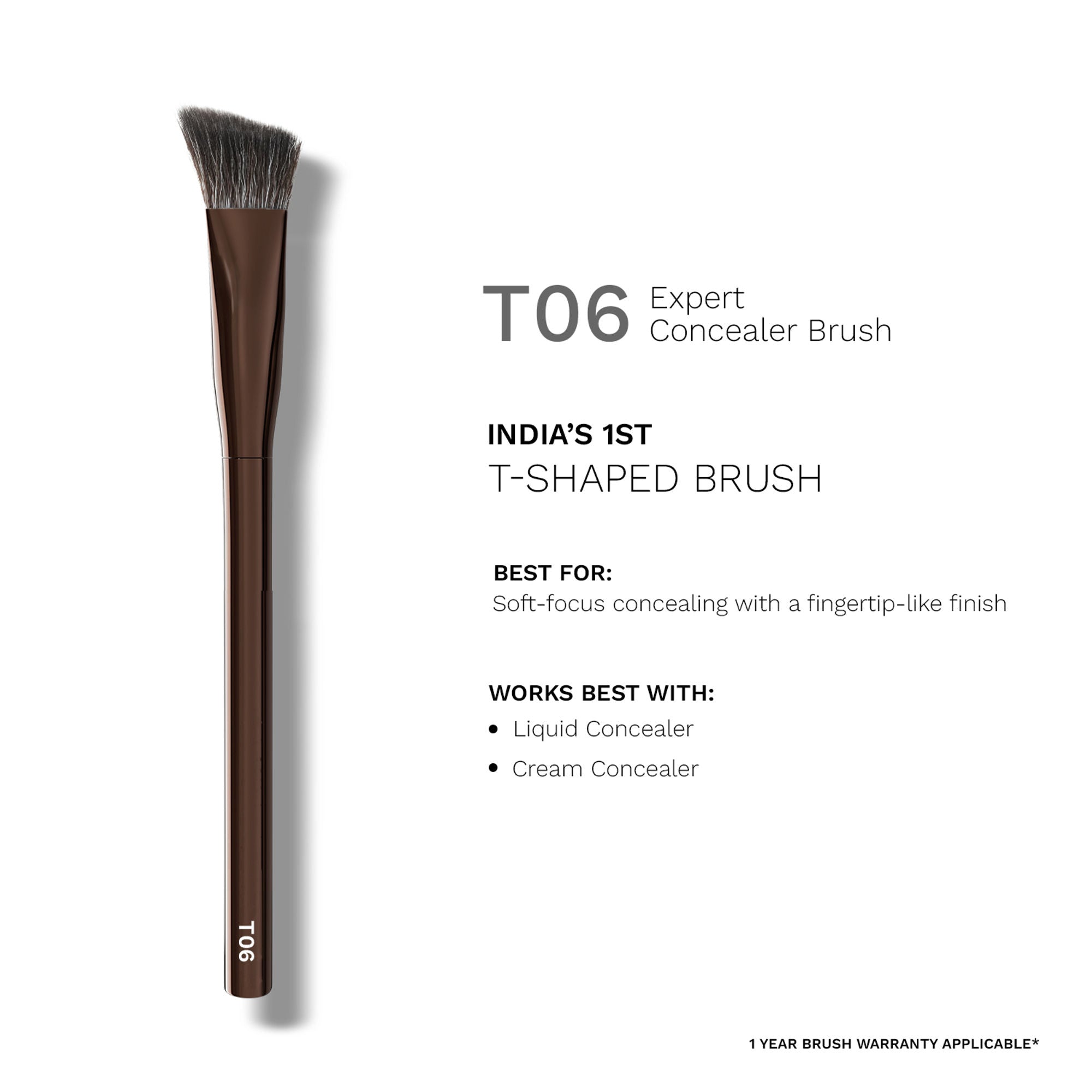 PAC Studio T06 Expert Concealer Brush - Flat Angled Densely Packed Bristles Perfect for Precise Application
