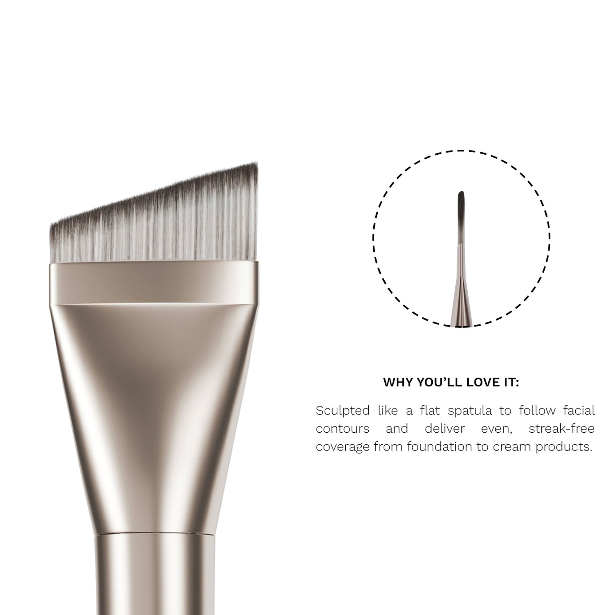 PAC Studio S01 Angular Flat Brush -Ideal for Moisturizers Primers & Foundations, Smooth Uniform Application