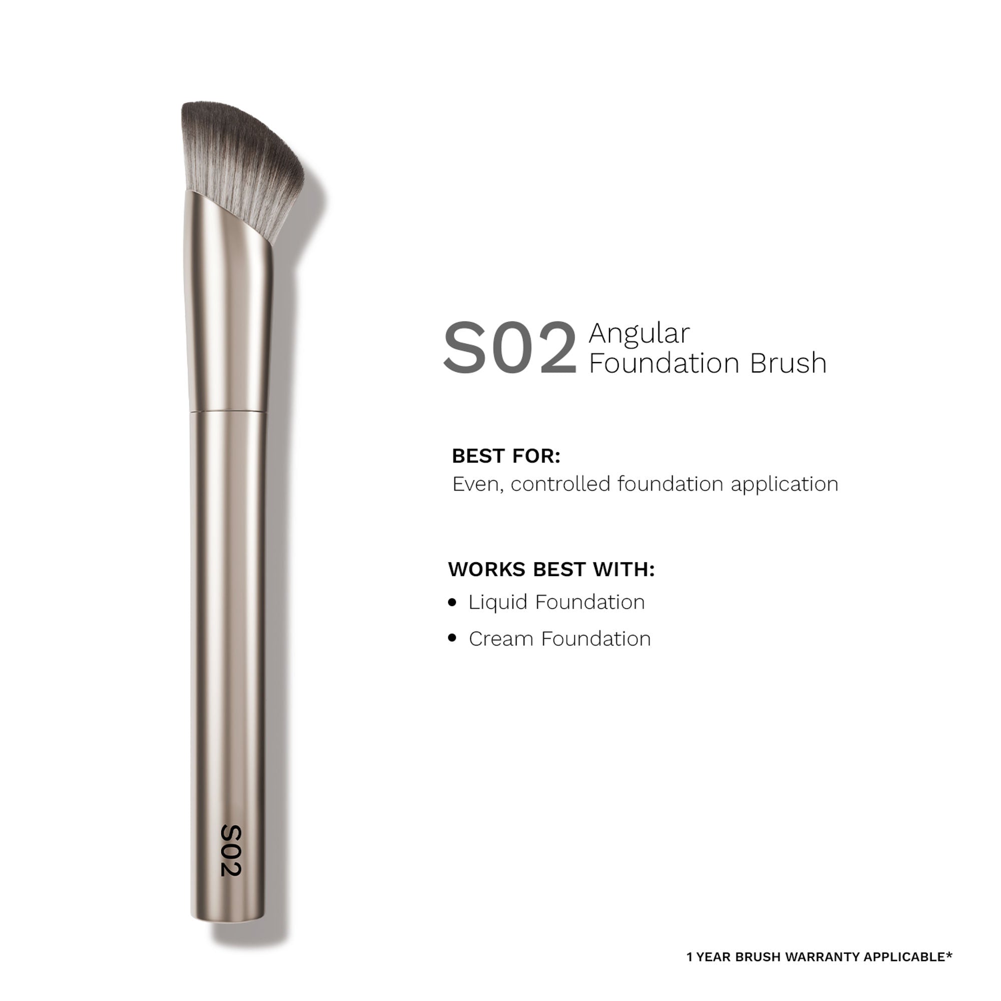 PAC Studio S02 Angular Foundation Brush - Angled for Superior Control, Even Coverage & Streak Free Finish