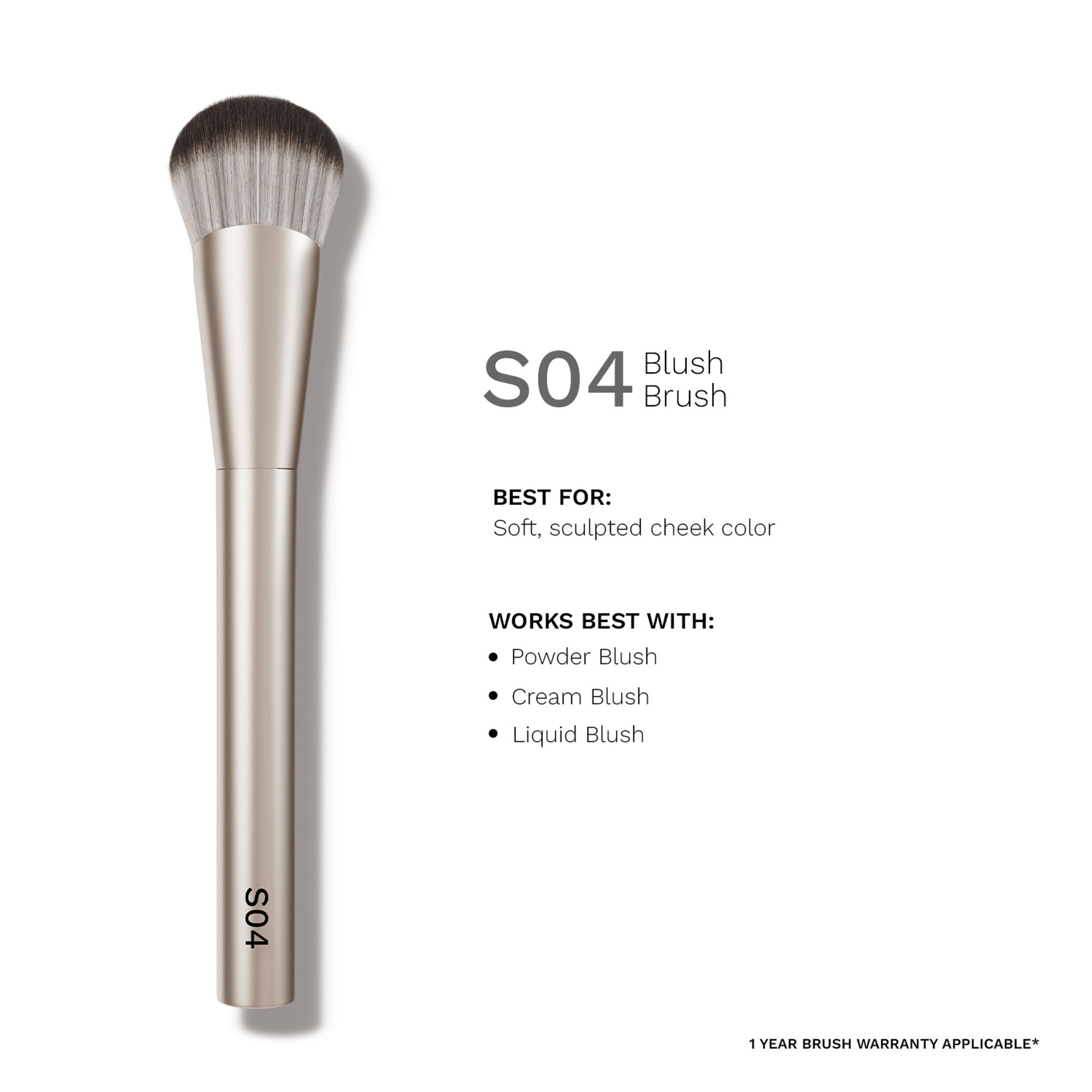 PAC Studio S04 Blush Brush - Fluffy Expertly Angled Blush Brush, Works Effortlessly with All Formulas